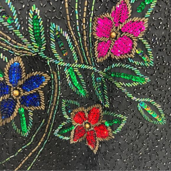 Vintage Scala Silk Beaded Sequin Floral Jacket Size Large NWT - Picture 9 of 14